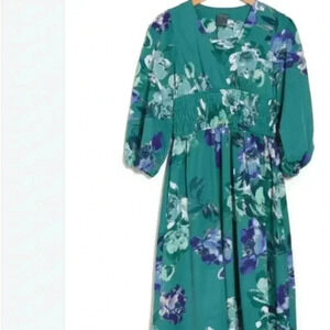 Gabby Style sea-glass blue smocked waist midi dress